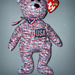 Ty Multicolor USA Bear with Ribbon